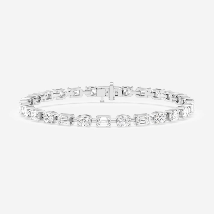 Badgley Mischka Near-Colorless 7 3/8 ctw Emerald and Oval Lab Grown Diamond Alternating Fashion Bracelet 7 Inches
