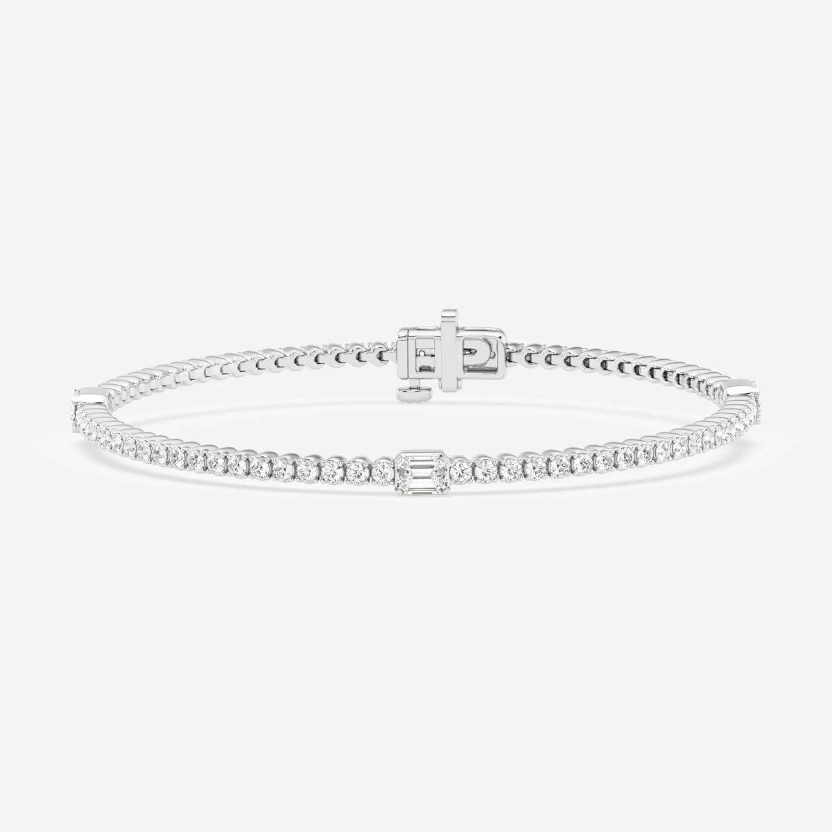 2 1/4 ctw Emerald Lab Grown Diamond Three Stations Tennis Bracelet - 7 ...