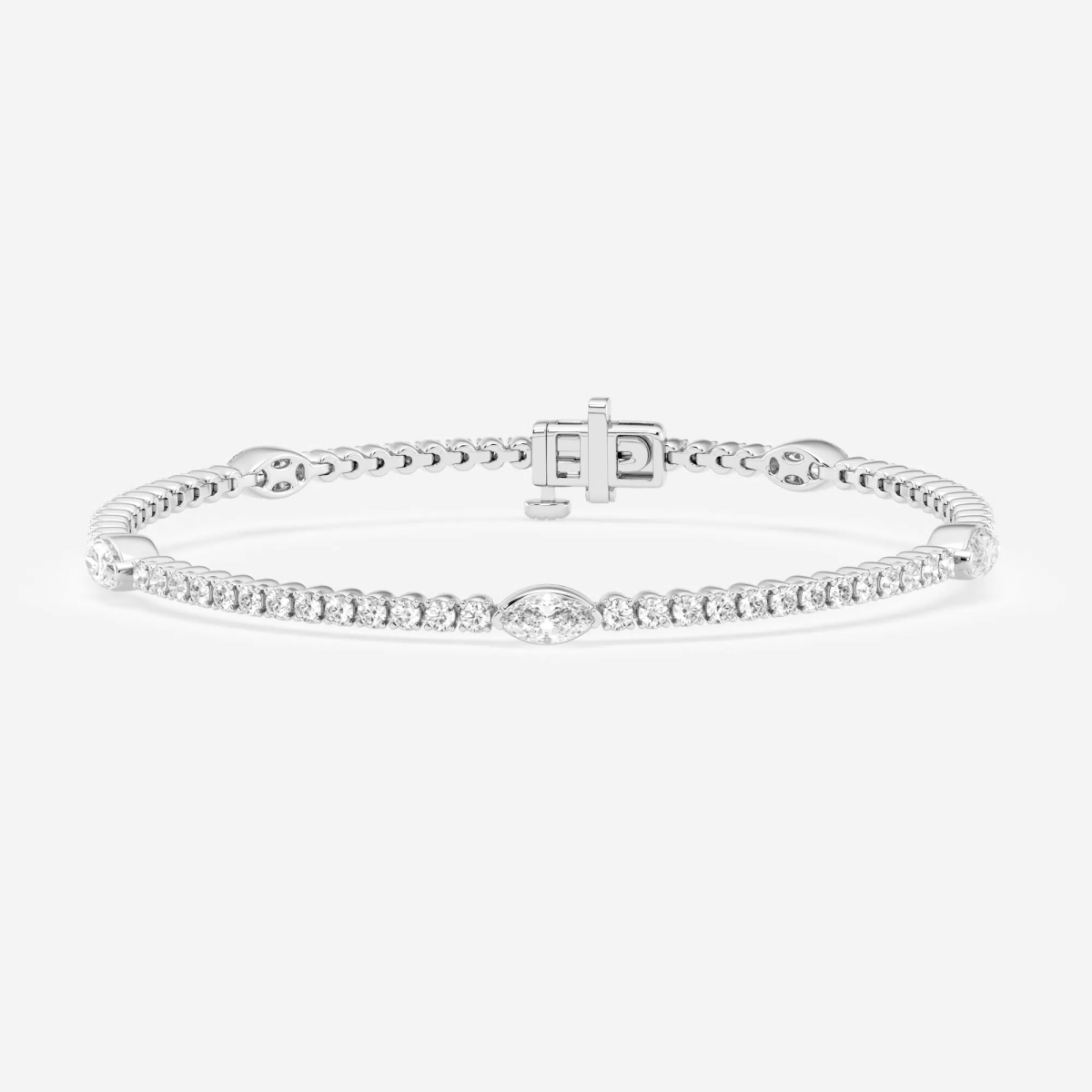 2 3/4 ctw Marquise Lab Grown Diamond Five Stations Tennis Bracelet - 7 Inches