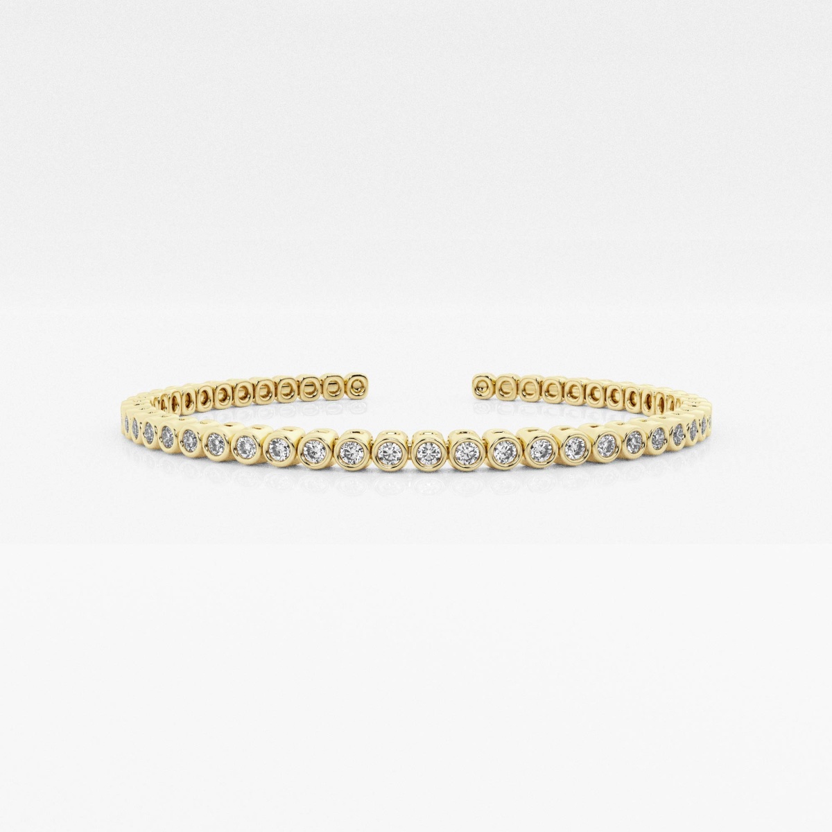 Bezel Set Round Diamond Bangle Bracelet In 14K Yellow Gold