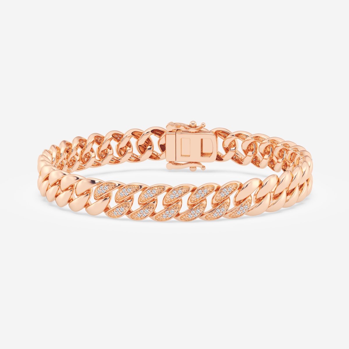 Rose gold diamond on sale cuban link bracelet