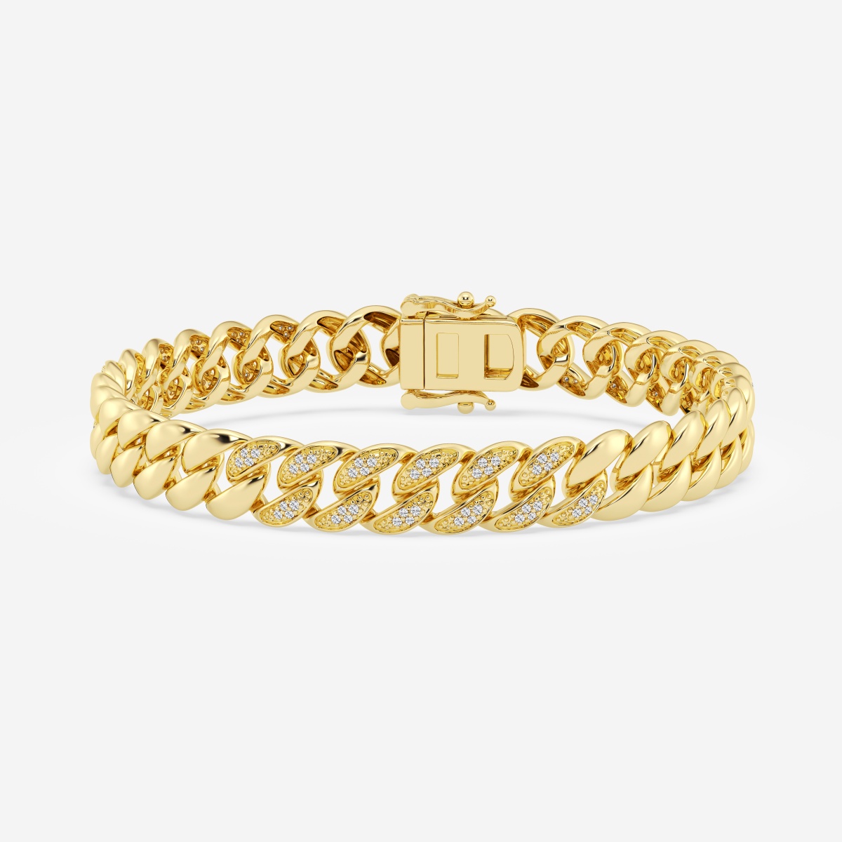 14K White Gold Diamond Cuban Link Bracelet