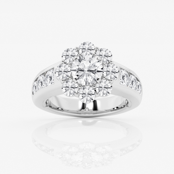 3 1/4 ctw runde Lab Grown Diamond Floral Ring med kanalsett