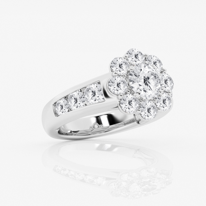 3 1/4 ctw Round Lab Grown Diamond Floral Ring with Channel Set