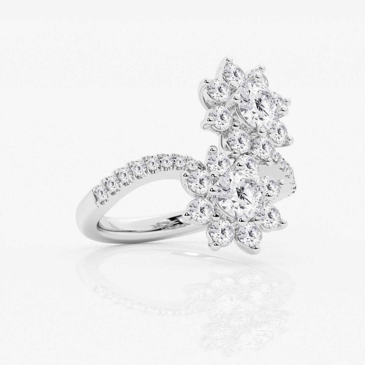 Additional Image 1 for  2 1/4 ctw Round Lab Grown Diamond Sunflower Bypass Fashion Ring