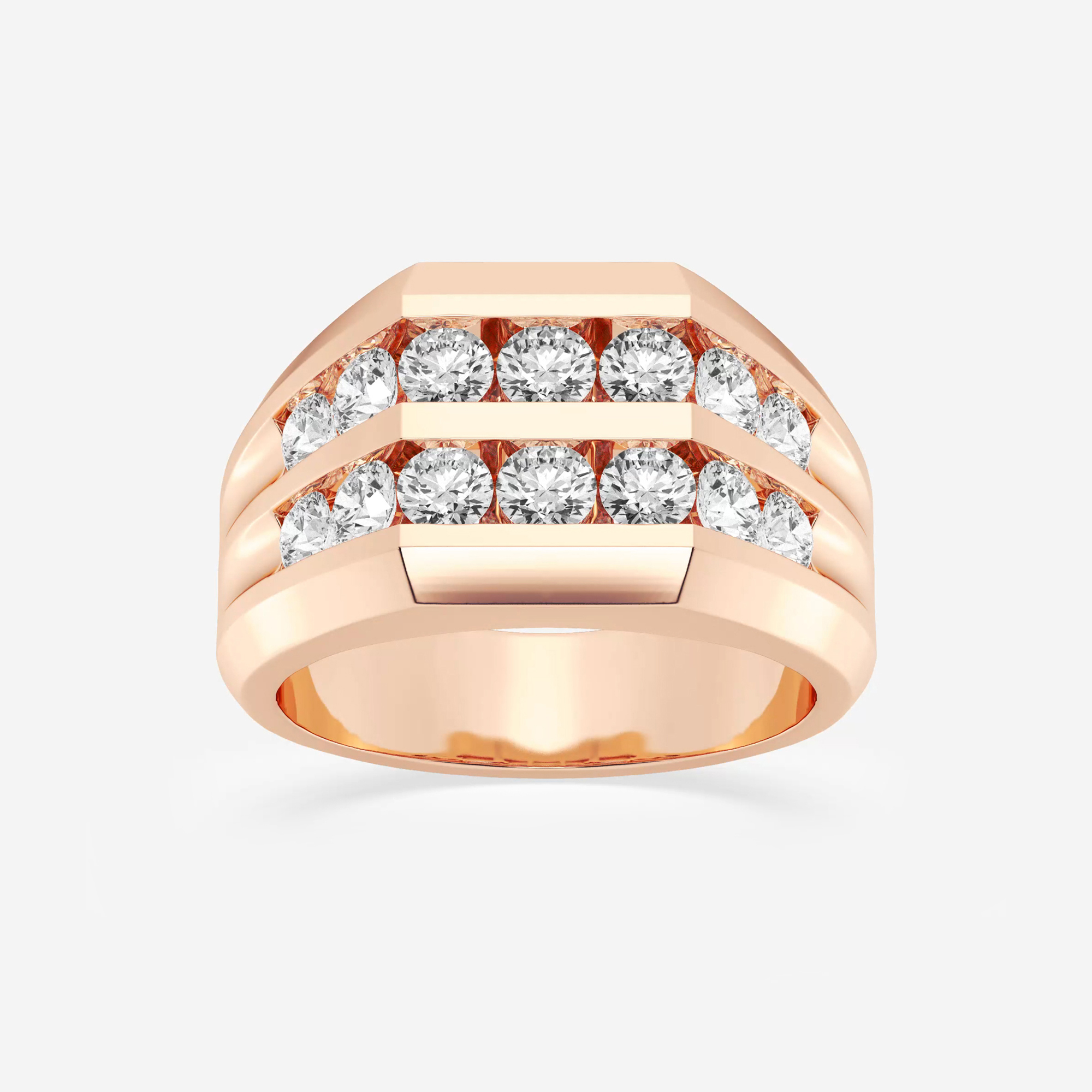 2 ctw Round Lab Grown Diamond Mens Double Row Channel Set Wedding Band Grownbrilliance