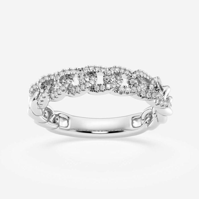 1/4 ctw Round Lab Grown Diamond Curb Link Stackable Ring