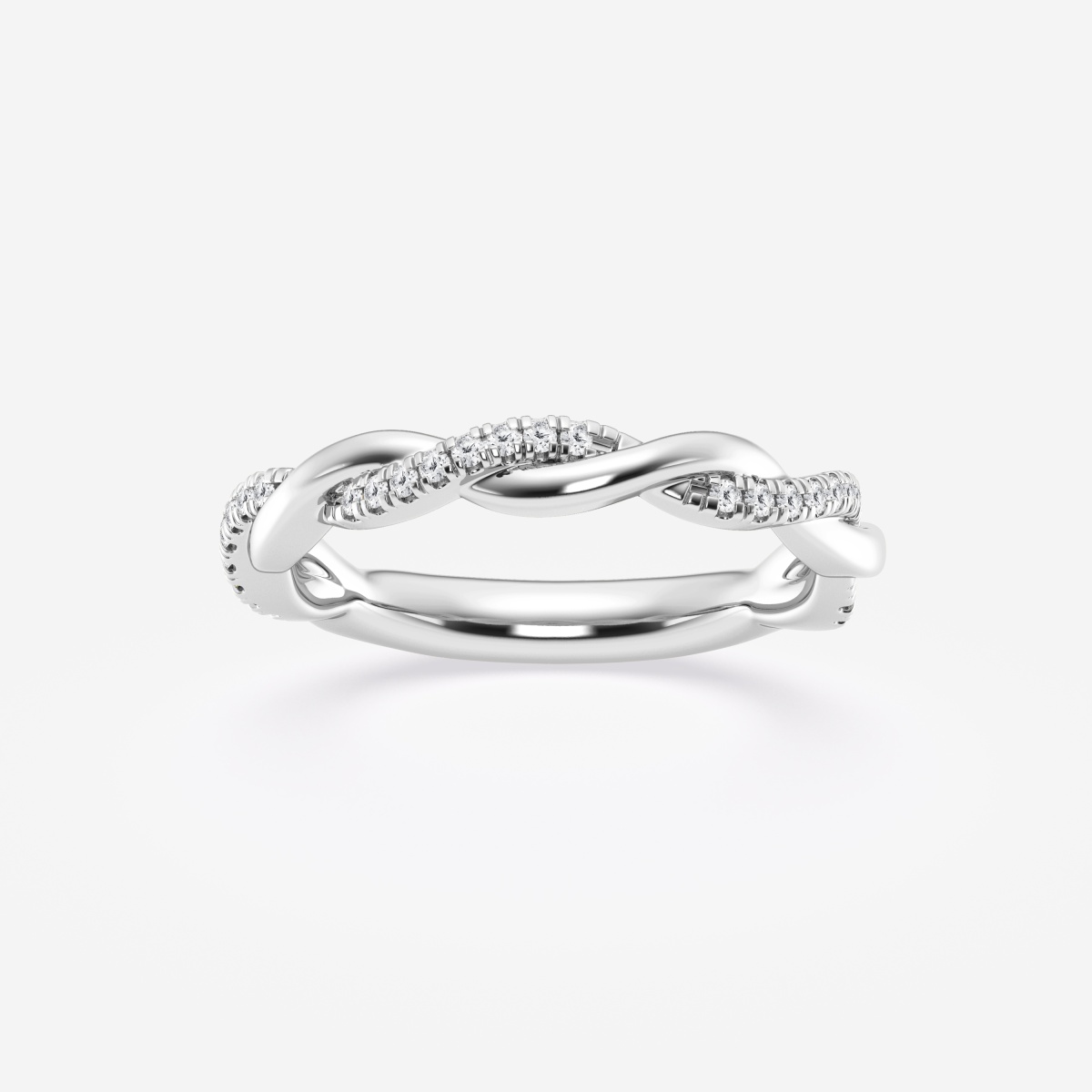 18K White Gold & Diamond Twist Engagement Ring & Band