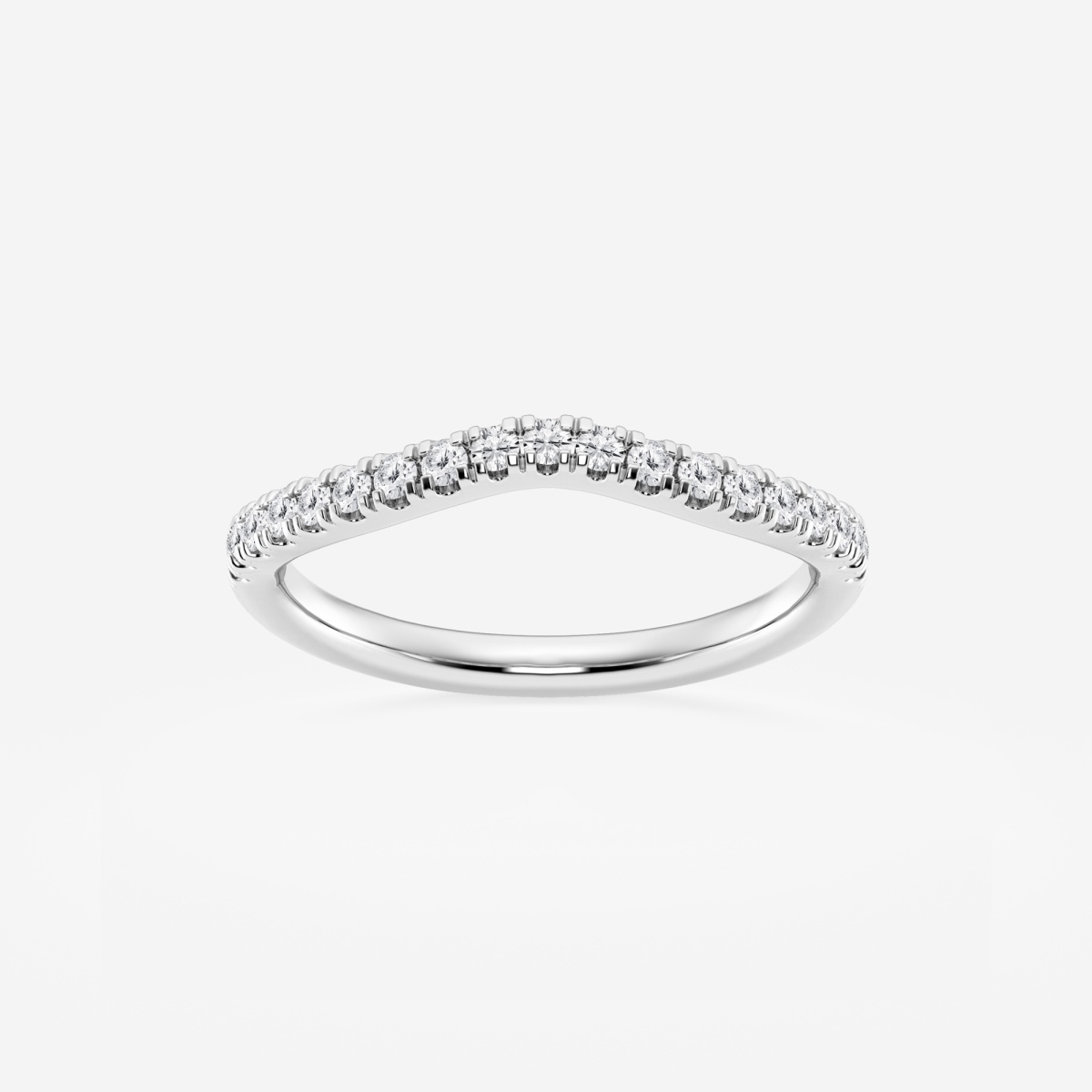 1/4 ctw Round Lab Grown Diamond Contour Wedding Band 14K White Gold, F, VS2