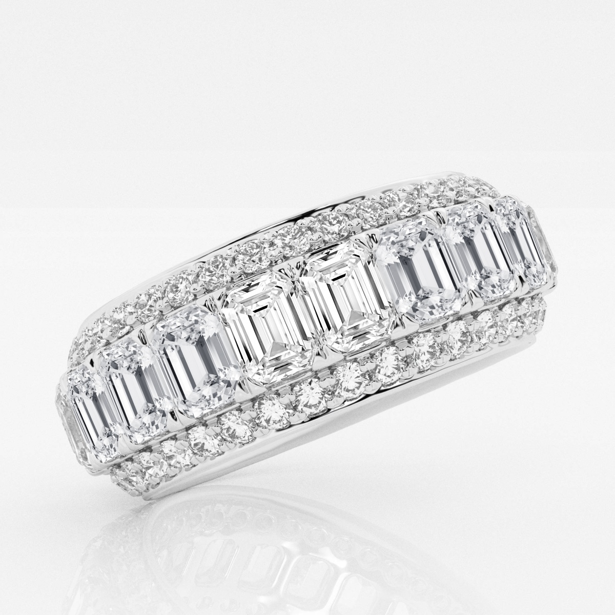 Additional Image 1 for  5 ctw Framed Emerald and Round Lab Grown Diamond Eternity Band - 7.65mm Width
