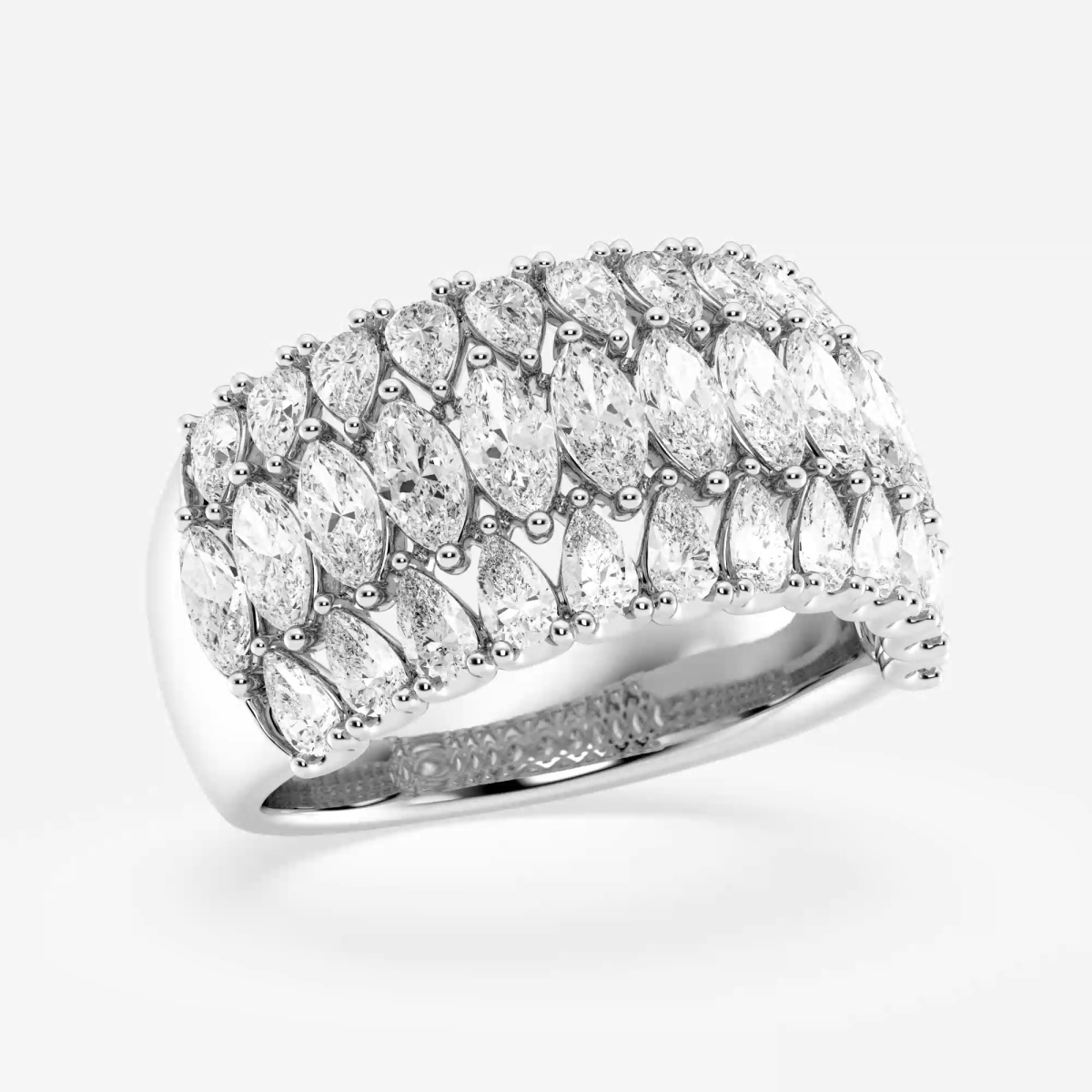 Additional Image 1 for  3 ctw Pear and Marquise Lab Grown Diamond Triple Row Fashion Band