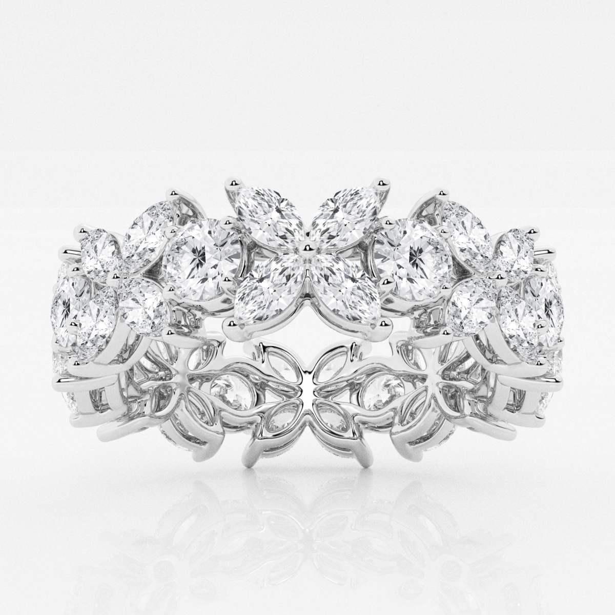 3 ctw Marquise and Round Lab Grown Diamond Flower Eternity Band - 7.4mm Width