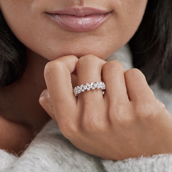 Flower Marquise Eternity Band