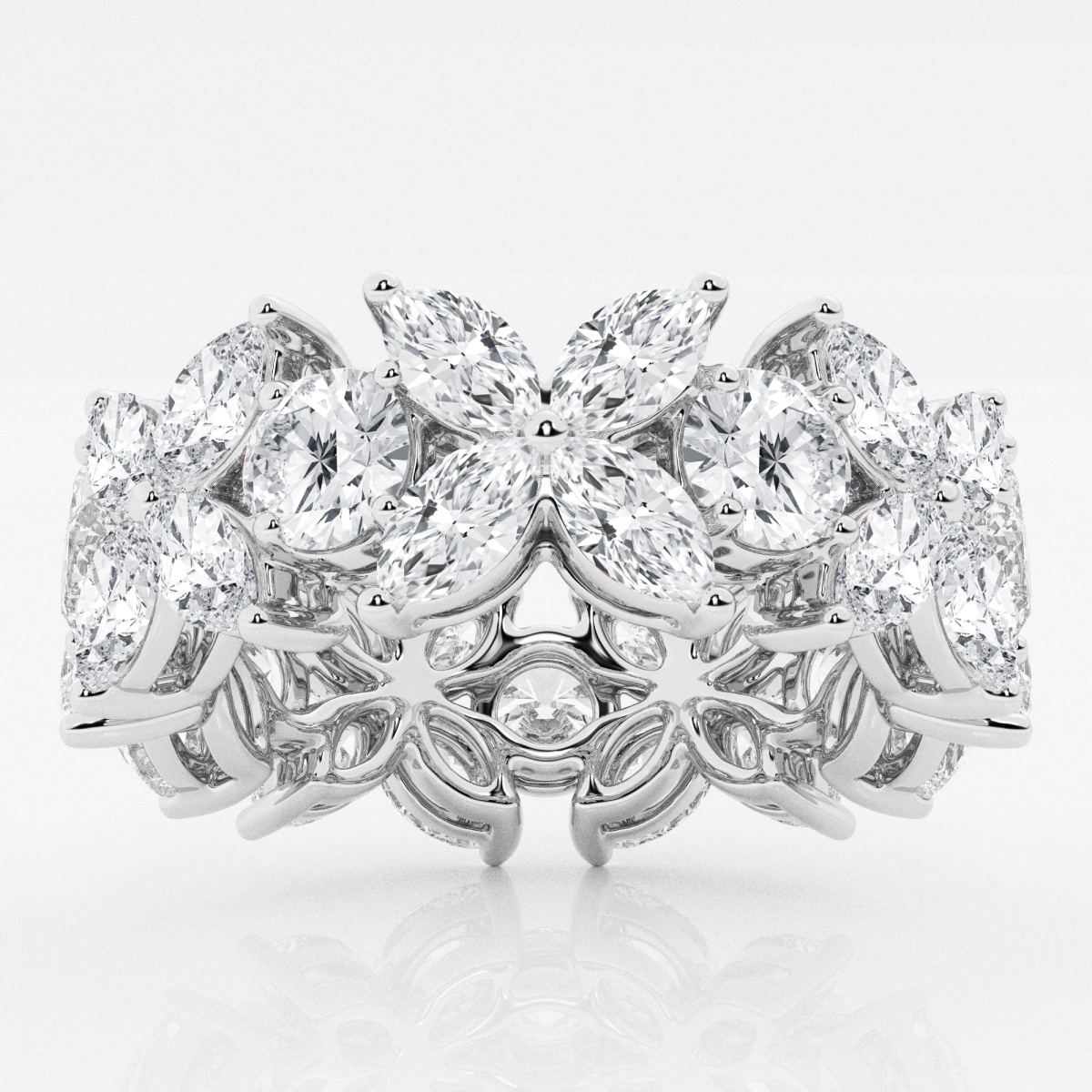 5 ctw Marquise and Round Lab Grown Diamond Flower Eternity Band