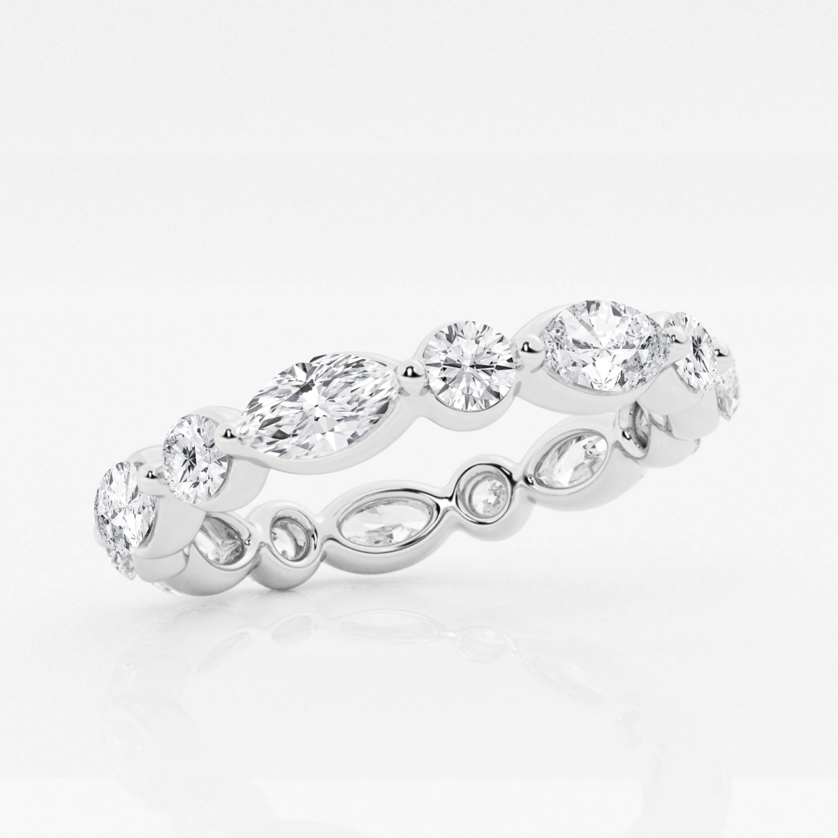 2 CTW Marquise and Round Lab Grown Diamond Floating Eternity Band - 3mm Width FG, VS2+ - Size 7.00