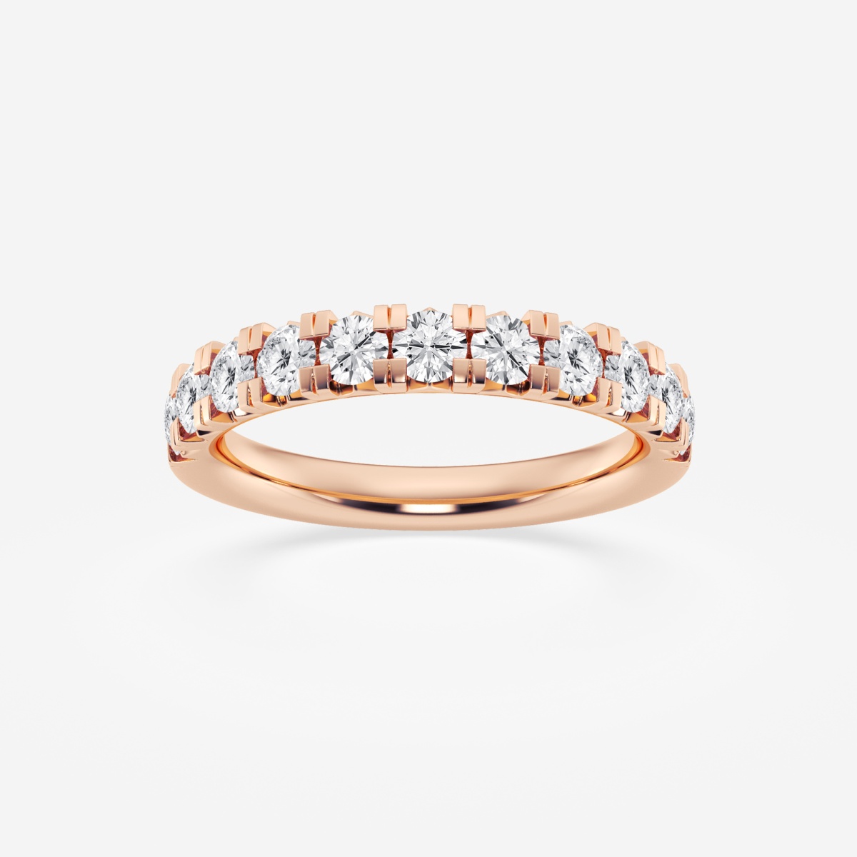 1 ctw Round Lab Grown Diamond French Pave Wedding Band 14K Rose Gold ...