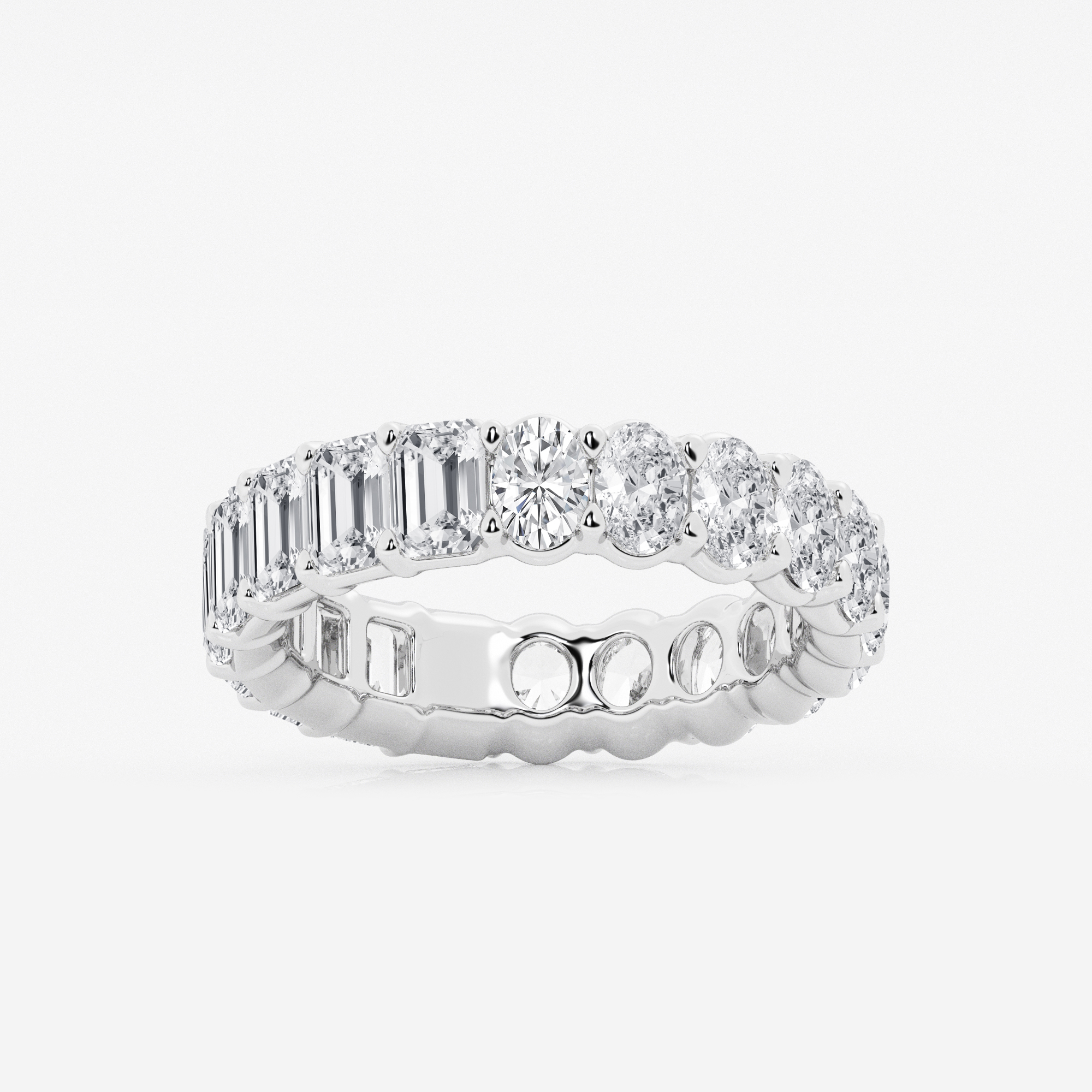 5 ctw Emerald and Oval Lab Grown Diamond Eternity Band 4.8mm Width