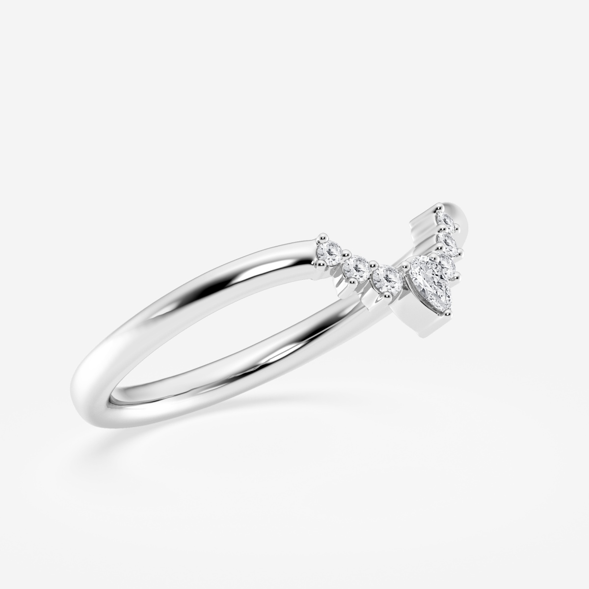 Additional Image 1 for  1/10 ctw Pear Lab Grown Diamond Crescent Shape Stackable Ring