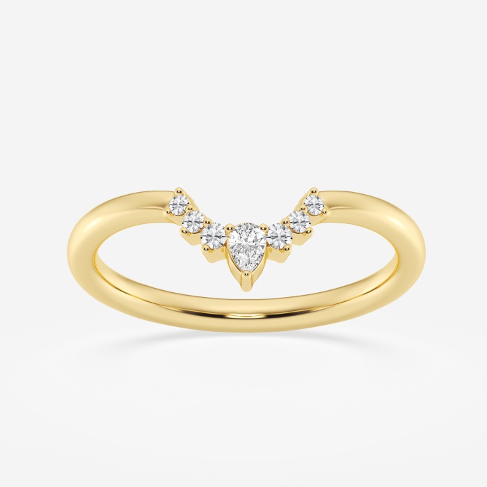 Halvmåneformad stapelbar ring med 1/10 ctw päronformad labbodlad diamant