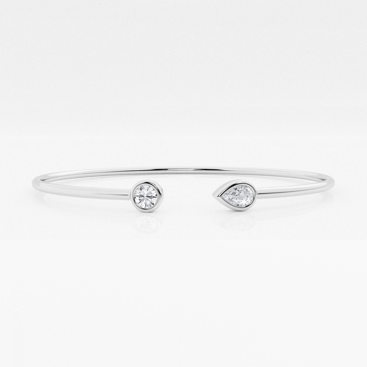 1/2 ctw Round and Pear Lab Grown Diamond Open Bangle Bracelet - 7 ...