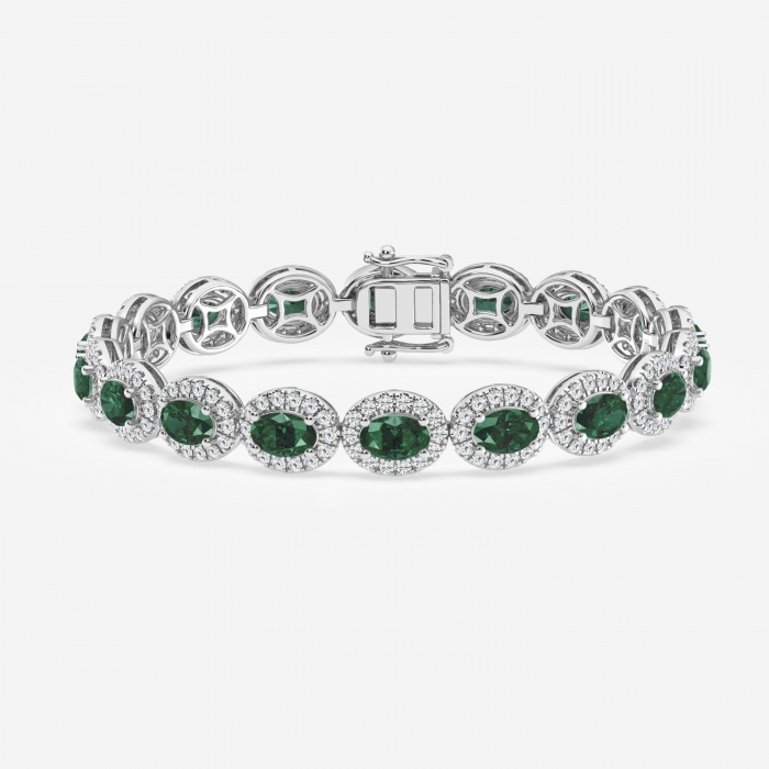 Design ID 1725 - 6x4 mm Oval Created Emerald and 2 1/2 ctw Round Lab Grown Diamond Truly Custom Bracelet - 7 Inches