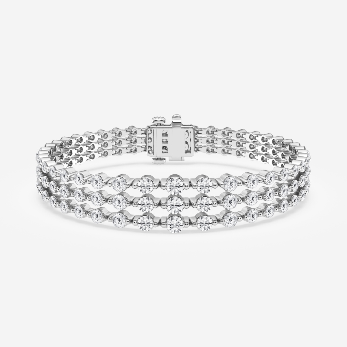 8 1/2 ctw Round Lab Grown Diamond Triple Row Fashion Bracelet - 6.5 Inches
