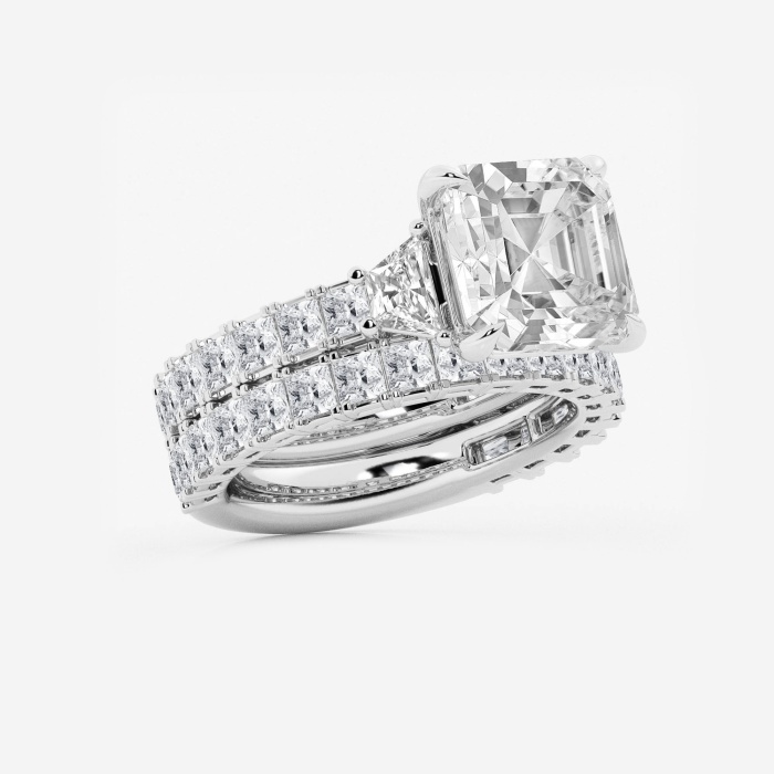 Asscher Bridal Set with Trapezoid and Princess Side Stones