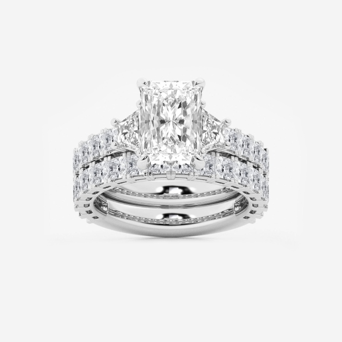 Radiant Bridal Set with Trapezoid and Princess Side Stones