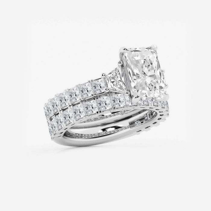 Radiant Bridal Set with Trapezoid and Princess Side Stones