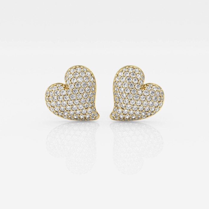 3/4 ctw Round Lab Grown Diamond Heart Shape Pave Fashion Stud Earring