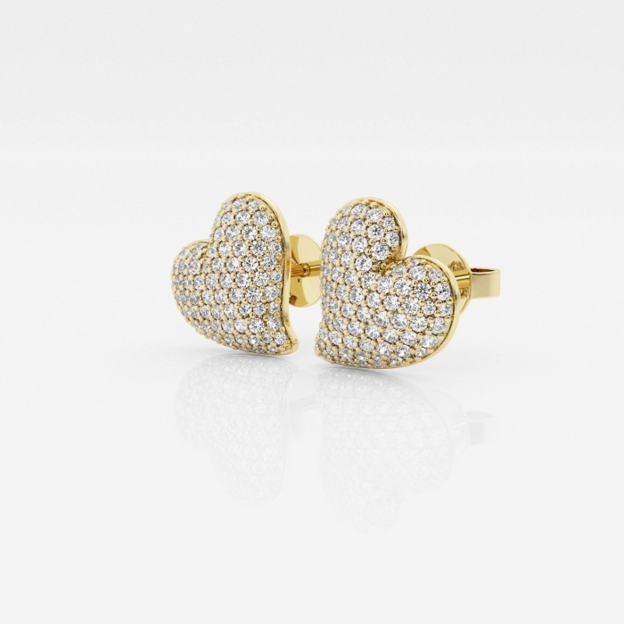 Additional Image 1 for  3/4 ctw Round Lab Grown Diamond Heart Shape Pave Fashion Stud Earring