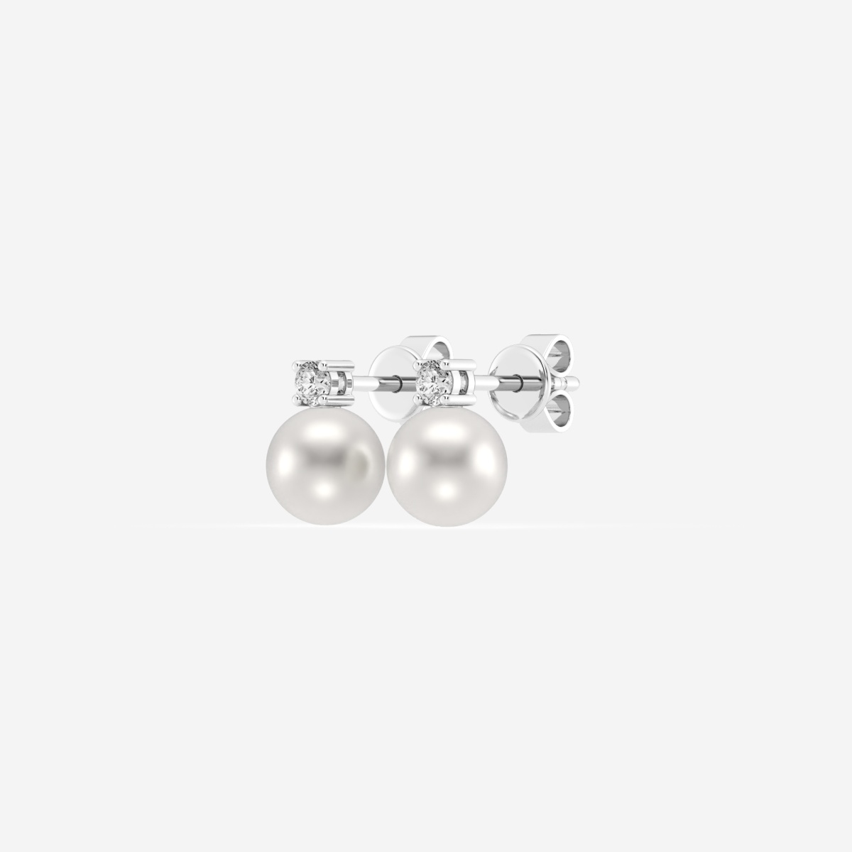 Additional Image 1 for  6.5 - 7.0 mm Cultured Freshwater Pearl and 0 ctw Lab Grown Diamond Stud Earrings