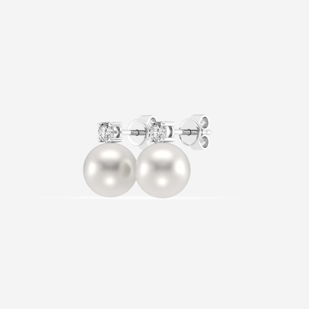 Additional Image 1 for  8.5 - 9.0 mm Cultured Freshwater Pearl and 1/5 ctw Lab Grown Diamond Stud Earrings