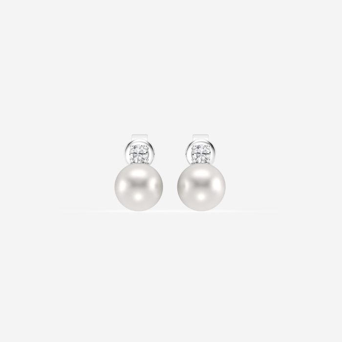 6.5 - 7.0 mm  Cultured Freshwater Pearl and 0 ctw Lab Grown Diamond  Stud Earrings