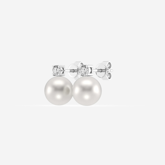 8.5 - 9.0 mm  Cultured Freshwater Pearl and 1/5 ctw Lab Grown Diamond  Stud Earrings