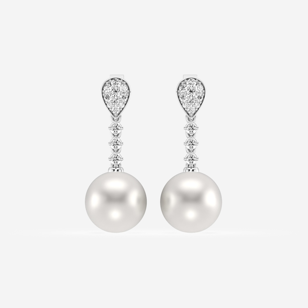 9.5 - 10.0 mm Cultured Freshwater Pearl and 1/3 ctw Lab Grown Diamond Linear Drop Earrings