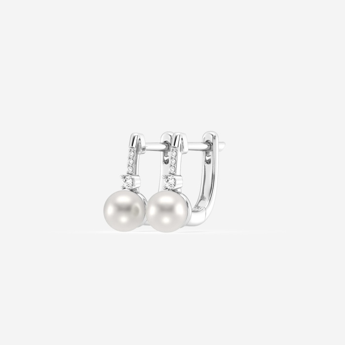 5.5 - 6.0 mm  Cultured Freshwater Pearl and 1/10 ctw Lab Grown Diamond Leverback Drop Earrings