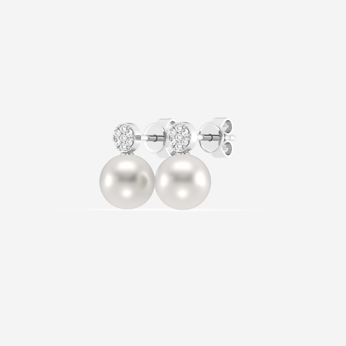 Additional Image 1 for  7.5 - 8.0 mm Cultured Freshwater Pearl and 1/10 ctw Lab Grown Diamond Stud Earrings