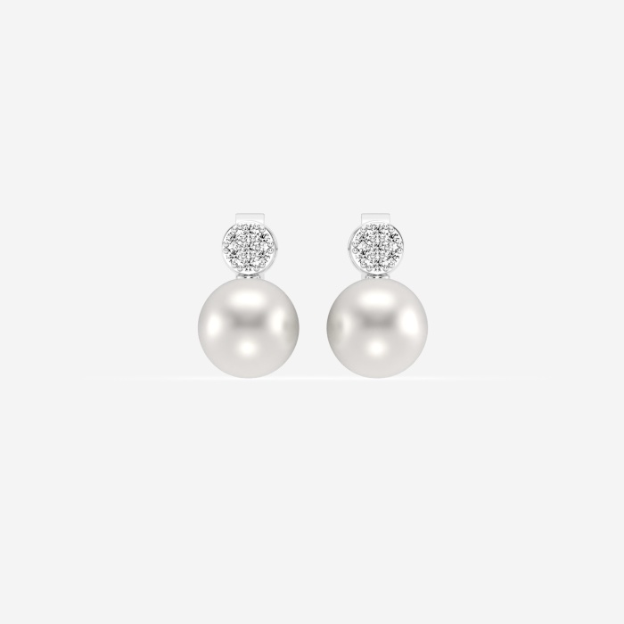 7.5 - 8.0 mm  Cultured Freshwater Pearl and 1/10 ctw Lab Grown Diamond  Stud Earrings