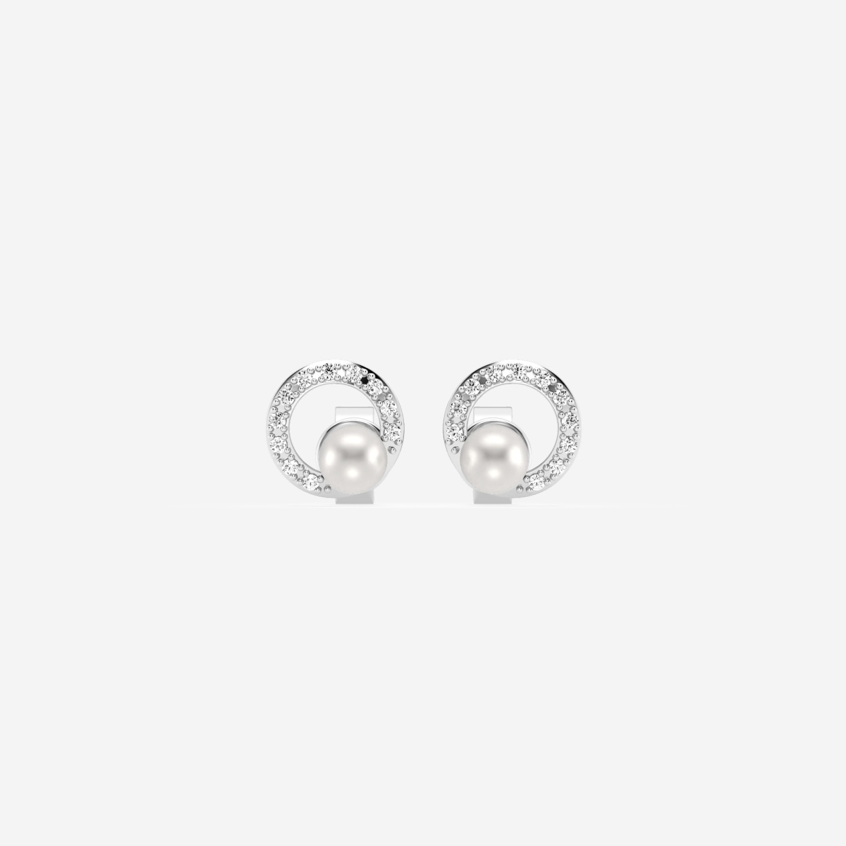 3.5 - 4.0 mm Cultured Freshwater Pearl and 1/10 ctw Lab Grown Diamond Circle Drop Earrings