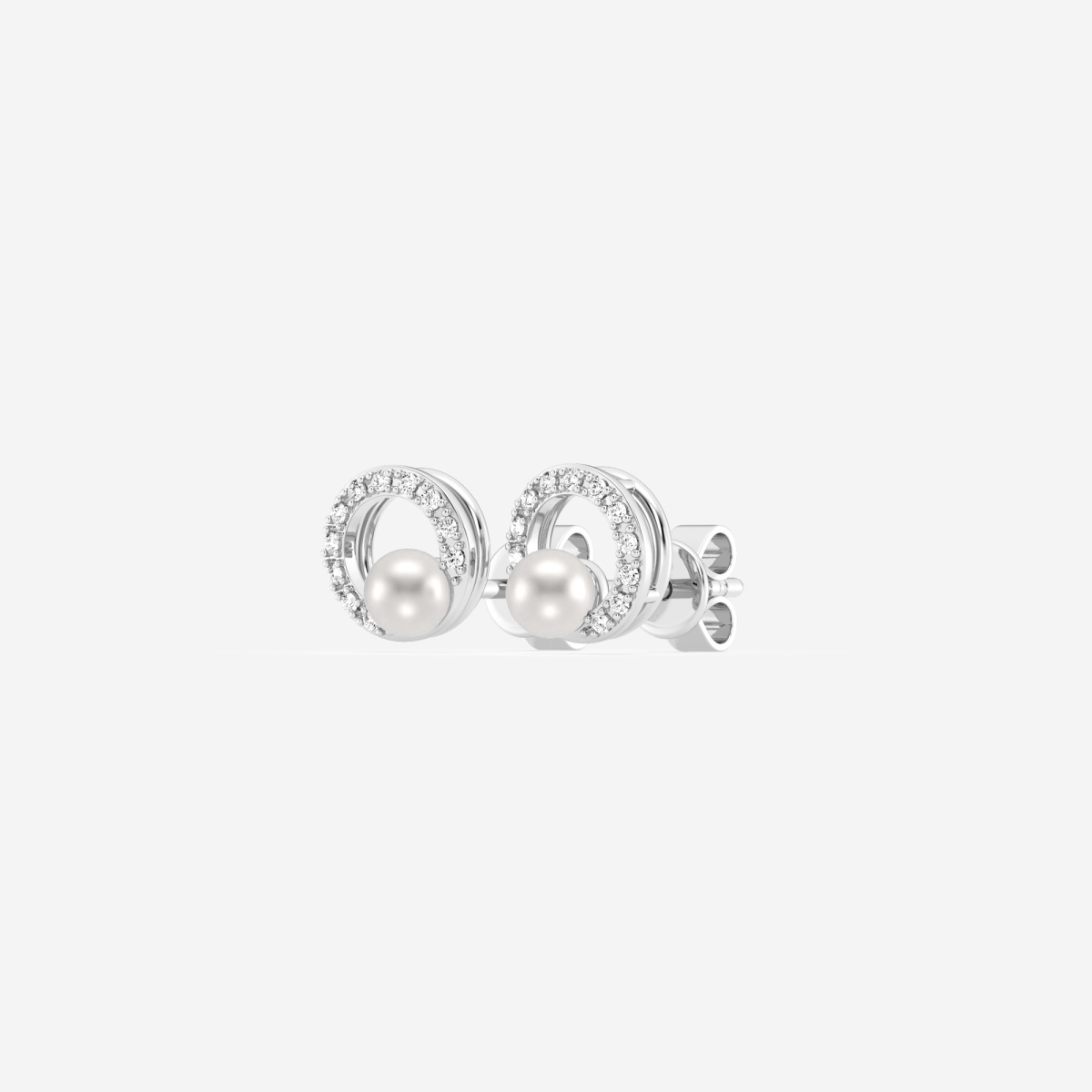 Additional Image 1 for  3.5 - 4.0 mm Cultured Freshwater Pearl and 1/10 ctw Lab Grown Diamond Circle Drop Earrings