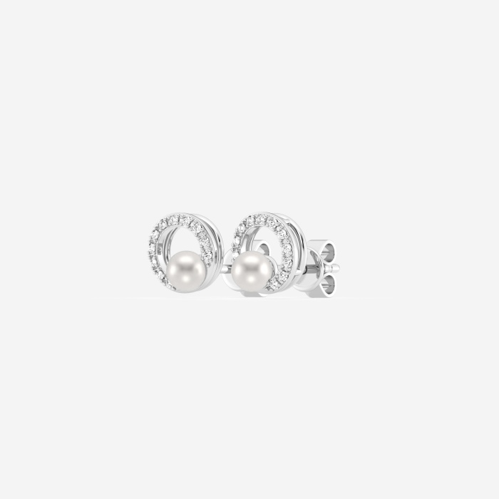 3.5 - 4.0 mm  Cultured Freshwater Pearl and 1/10 ctw Lab Grown Diamond Circle Drop Earrings