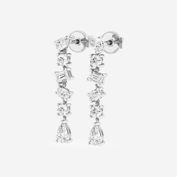 Additional Image 1 for  Badgley Mischka 2 1/3 ctw Pear, Oval, Emerald and Round Lab Grown Diamond Waterfall Dangle Earrings
