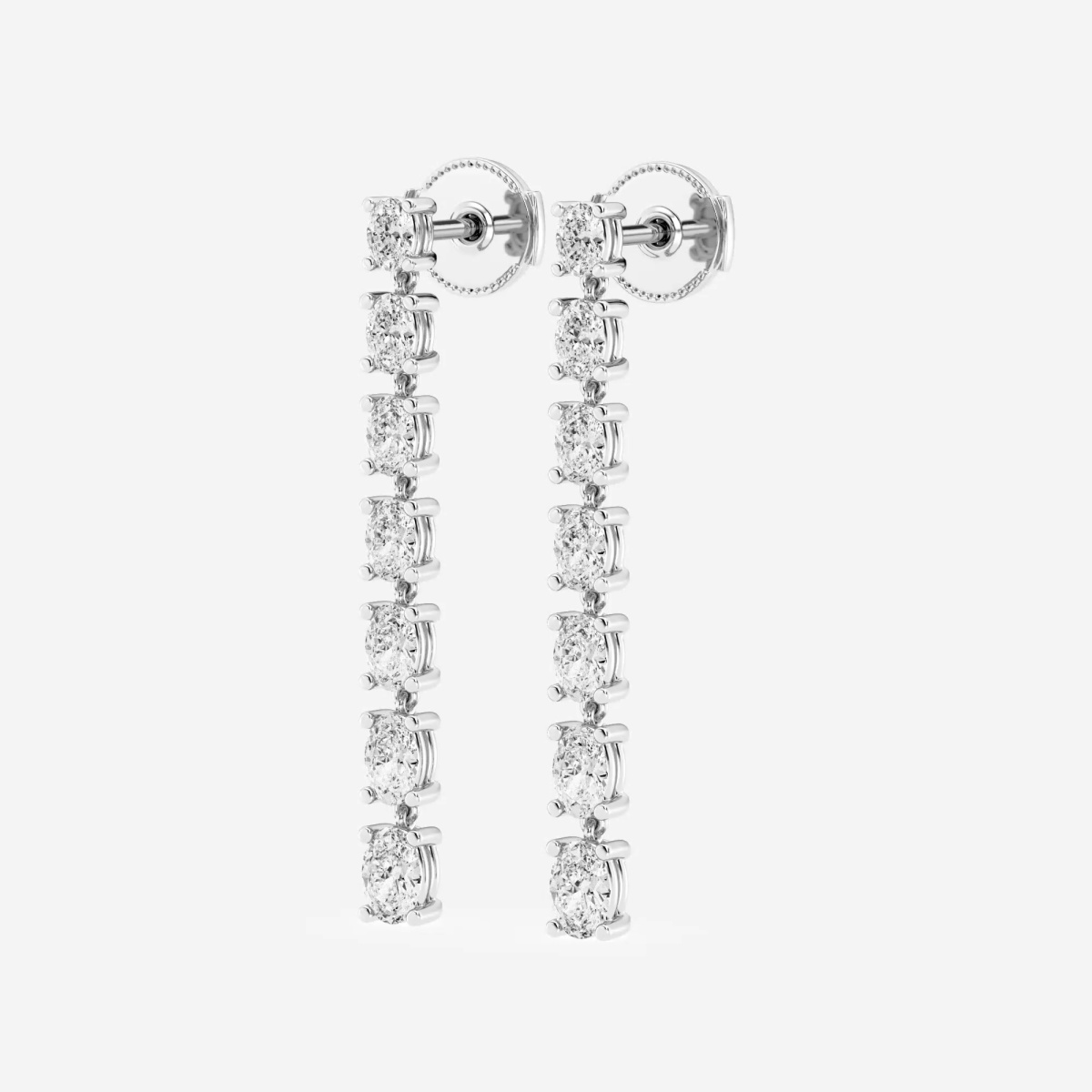 Additional Image 1 for  Badgley Mischka 3 ctw Oval Lab Grown Diamond Linear Dangle Earrings