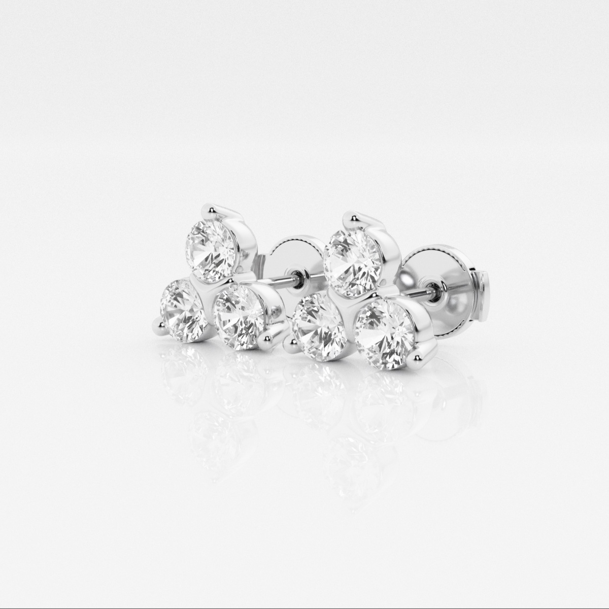 1 ctw Round Lab Grown Diamond Three Stone Fashion Earrings