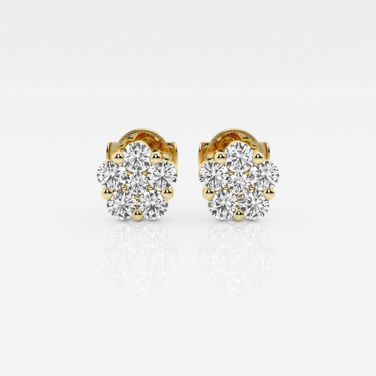 product video for 1 ctw Round Lab Grown Diamond Flower Stud Earrings