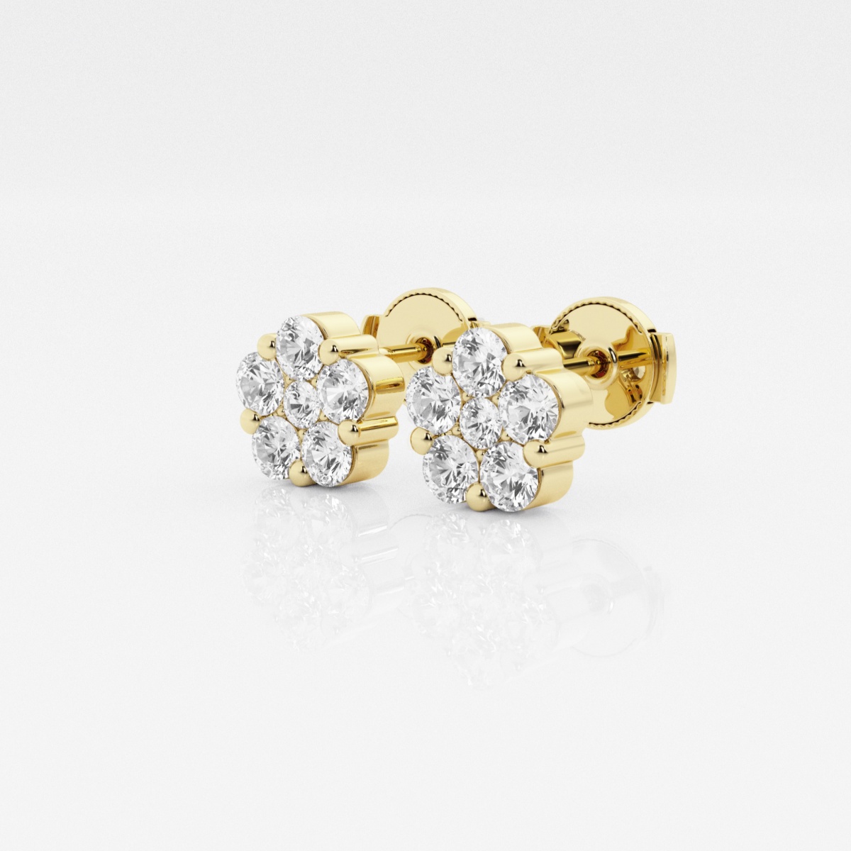 Additional Image 1 for  1 ctw Round Lab Grown Diamond Flower Stud Earrings