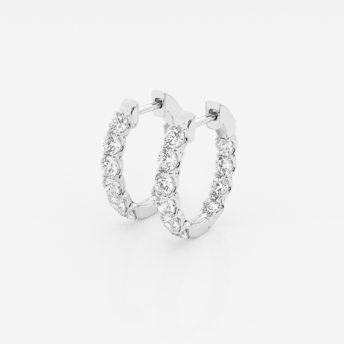 Additional Image 1 for  2 ctw Round Lab Grown Diamond Oval-Shaped Inside Out Hoop Earrings