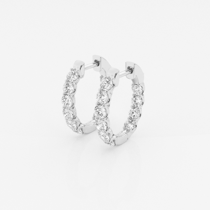 2 ctw Round Lab Grown Diamond Oval-Shaped Inside Out Hoop Earrings