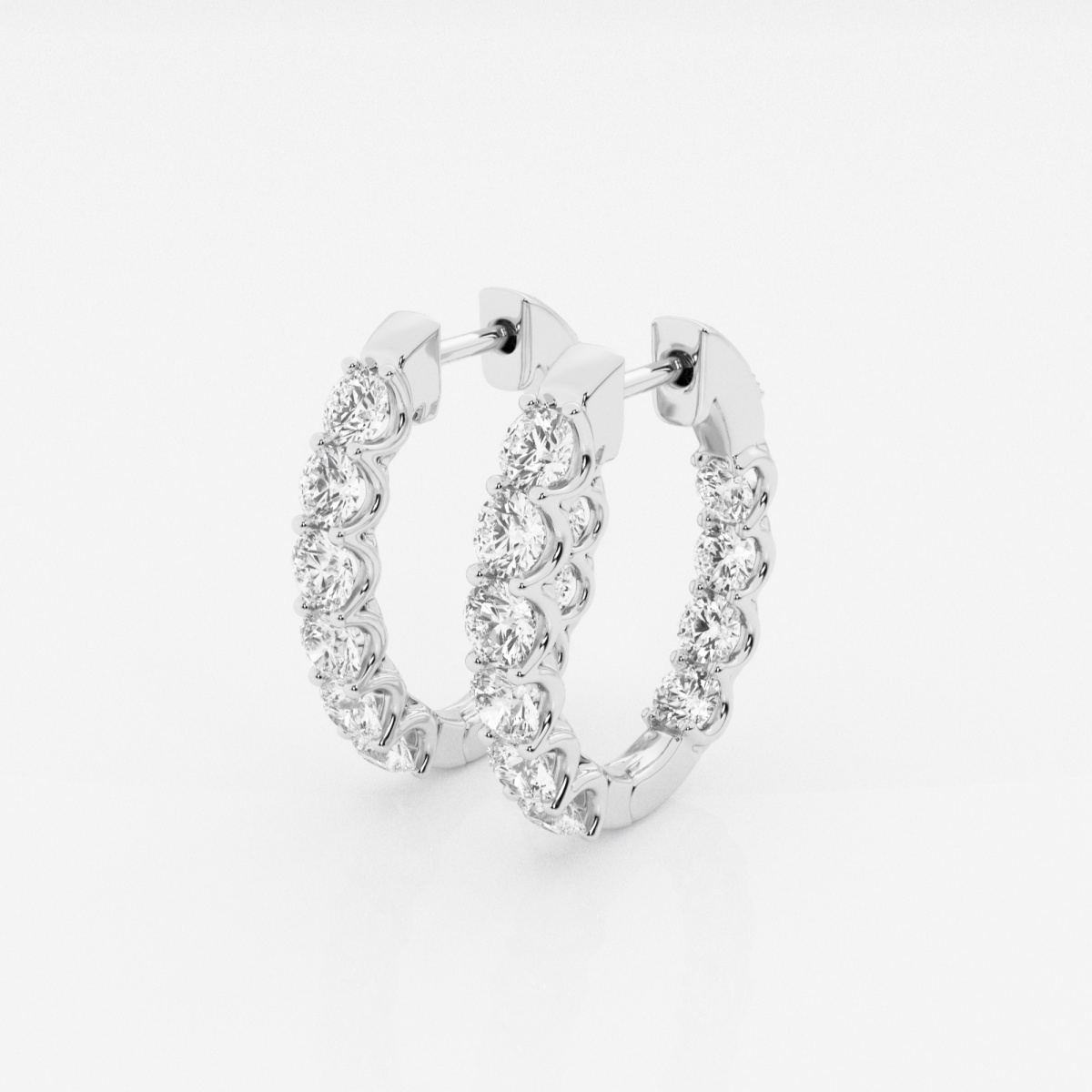 Additional Image 1 for  3 ctw Round Lab Grown Diamond Oval-Shaped Inside Out Hoop Earrings
